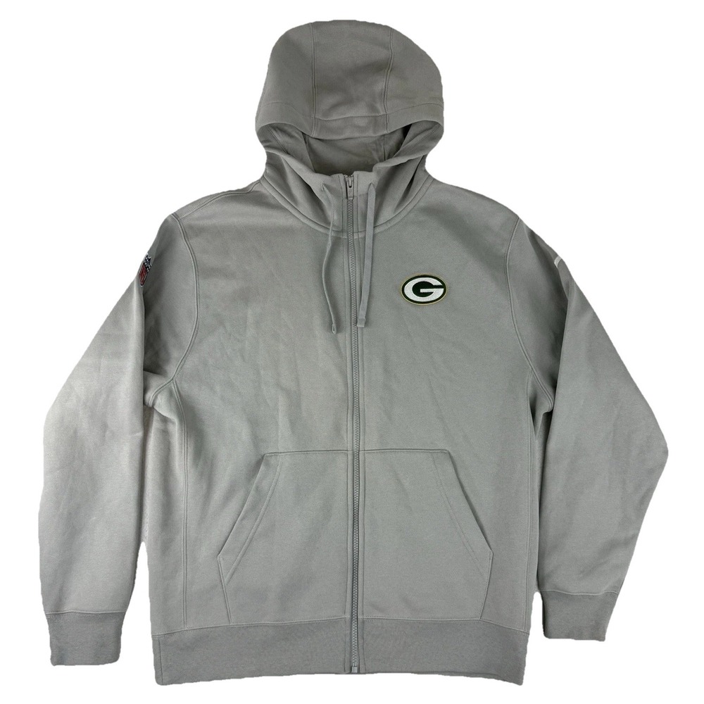 Nike NFL Green Bay Packers On Field Dri Fit Full Zip Hoodie Jacket Grey Gray